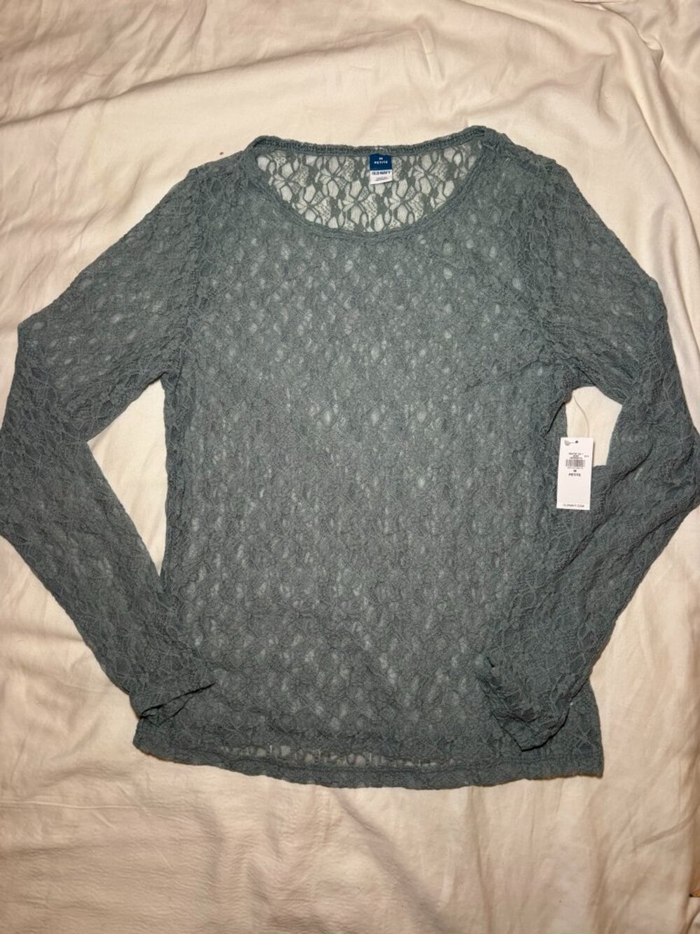 NWT Old Navy Womens Petite M Teal Lace Sheer Romantic Y2K Angelcore Whimsical